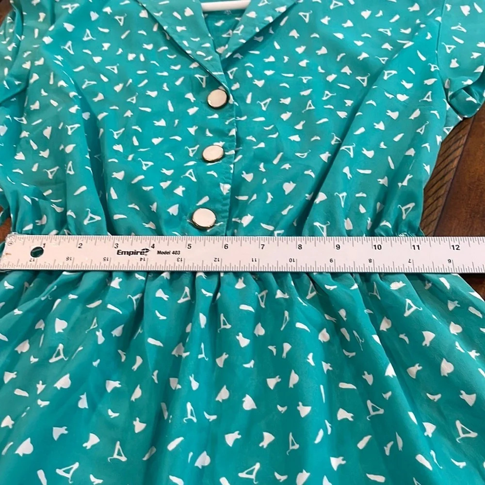 Flying Tomato Flying Green White Short Sleeve Retro Dress  size small - Picture 15 of 16